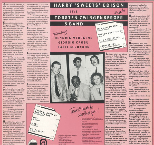 Harry "Sweets" Edison Meets Torsten Zwingenberger & Band Live (Vinyl LP)
